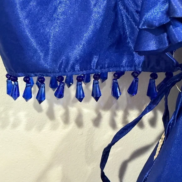 Satin Royal Blue Lehenga Indian outfit - Picture 8 of 8